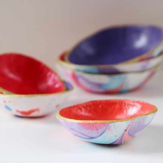 Diy Marbled Clay Bowls