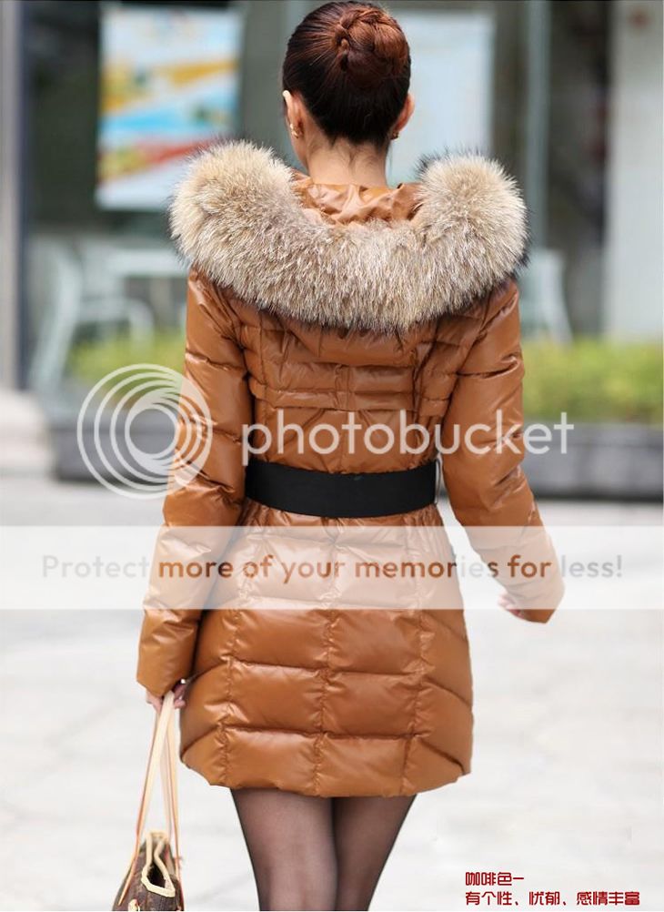 Damen Winter Pelzkragen Kapuzen Echte Daunen Jacke Puffer Jacket