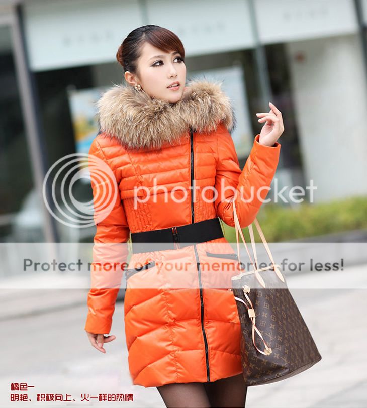 Damen Winter Pelzkragen Kapuzen Echte Daunen Jacke Puffer Jacket