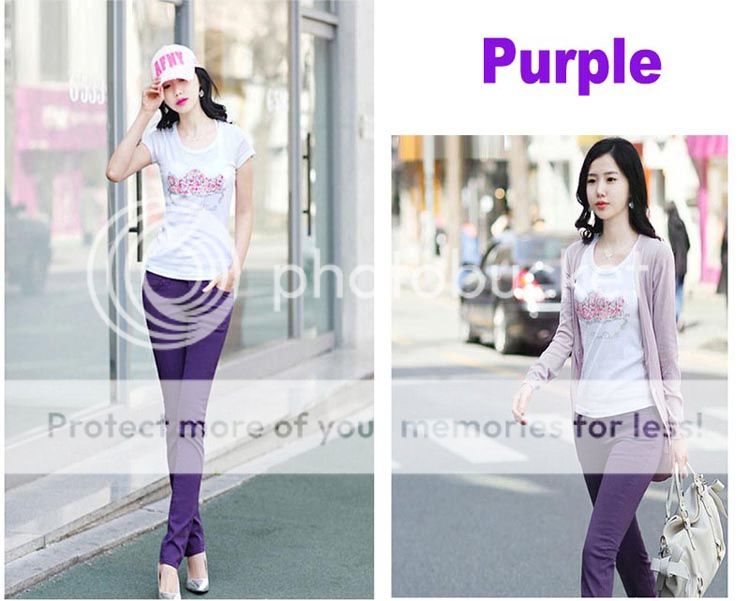 Women Sexy Candy Colors Pencil Pants Slim Fit Skinny Stretch Jeans Trousers Hot